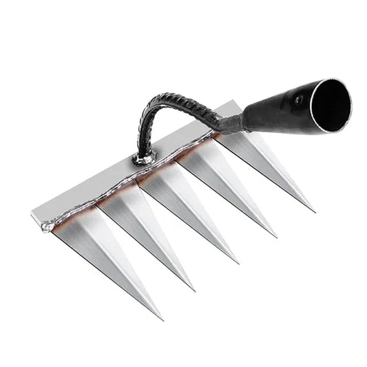 Carbon Steel Garden Weeding Rake — Sharp 5-Teeth Cultivator Tool